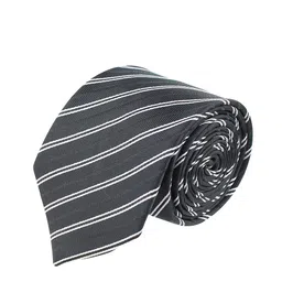 kavove KOVOVE Men Black & White The Striped Treat Broad Tie image 4