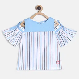 TALES & STORIES White & Blue Pure Cotton Striped Top-picture-19