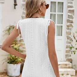 StyleCast x Revolte White Self Design Sleeveless Top image 5