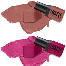 ForSure Intense Matte Velvet Touch Set Of 2 Matte & Long Lasting Lipstick-3.5gm Each-Petal Pink 302-Adorable Nude 306-image-6