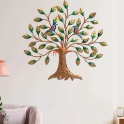 handicrafts paradise Tree With Two Birds Multicolour Iron Wall Art image 1