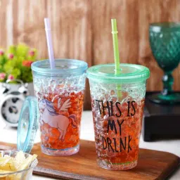 ceradeco Assorted Quote Printed 500ml (Set of 2) Sipper With Straw-picture-10