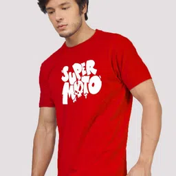 Greylongg Men Typography Printed Mandarin Collar Monochrome Applique T-shirt image 3