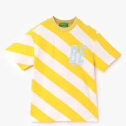United Colors of Benetton Boys Round Neck Short Sleeves Striped Pure Cotton Boxy T-shirt-picture-32