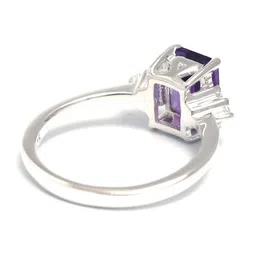 HIFLYER JEWELS 92.5 Sterling Silver Amethyst Stone Studded Antique Finger Ring image 3