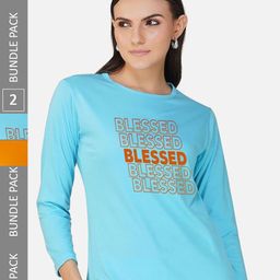 CHOZI Pack Of 2 Typographic Printed Round Neck Cotton T-shirt-picture-18