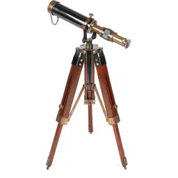 exim decor Brown Brass & Wood Antique Telescope With Tripod Stand image 4