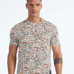 Flying Machine Typography Printed Cotton Round Neck Pockets Casual T-shirt image 1