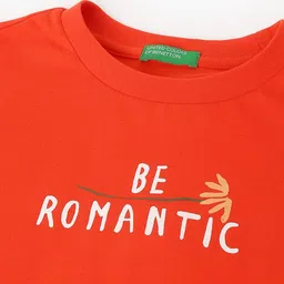 United Colors of Benetton Girls Typography Printed Pure Cotton T-shirt image 3