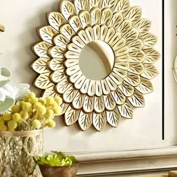 VAS collection home Peacock Feather Design Wooden Decotaive Frame Mirror image 3