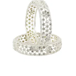 NMII Set Of 2 Zircon Gemstone Studded Metal Kada Bangles image 4