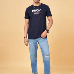 SF JEANS by Pantaloons Typography Printed Round Neck Slim Fit Cotton Regular T-shirt image 5