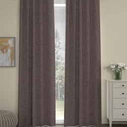 Mauve Polyester Solids 7ft Blackout Eyelet (2 Pc) Door Curtains by ROSARAHOME image 1