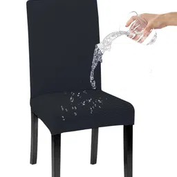 Lazi 4-Pieces Dark Grey Water Resistant Elastic Dining Chair Seat Covers-picture-35
