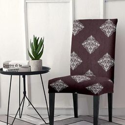 Aura Brown & White Printed Chair Cover-picture-7