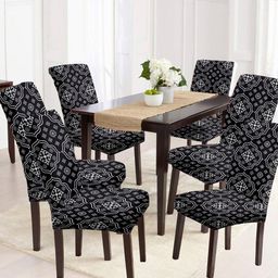 Aura Set Of 6 Black & White Printed Chair Covers-picture-12