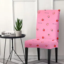 Aura Set Of 6 Pink & Red Printed Chair Covers image 3