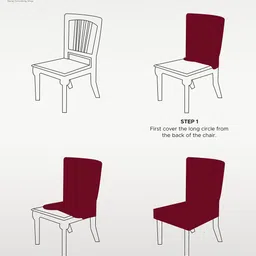 Nendle Set of 6 Beige Dining Table Chair Covers image 4