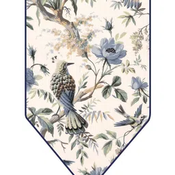 Clasiko White & Blue Printed Pure Cotton Table Runner image 5