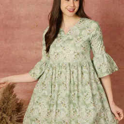 antaran Floral Print Bell Sleeve Cotton Empire Top-picture-37