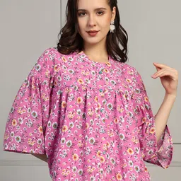 FASHION DREAM Floral Print Bell Sleeve Empire Top image 2