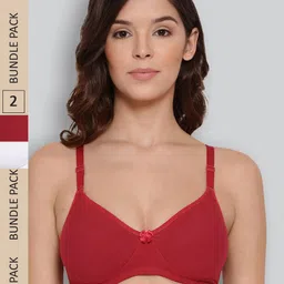 LYRA Pack Of 2 Combed Cotton Wirefree Secret Support Bra with Detachable Strap-image-64