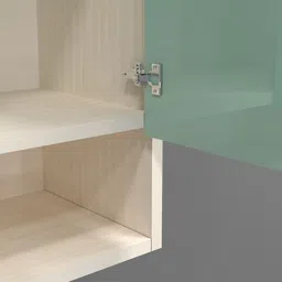 specialitypanels 4 Door Mirror glossy triple layer UV resistant handless shutter with 6 Organizer Shelf in Mint Finish image 4