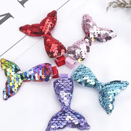 EL REGALO Girls Set of 5 Sequinned Alligator Hair Clips-image-98