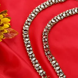 ANIKAS CREATION White & Gold-Toned & Plated Stone-Studded Traditional Anklet-picture-18