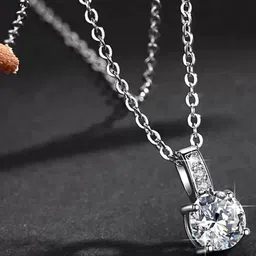 MYKI Silver-Plated CZ  Studded Diamond Shaped Beautiful Pendant-image-51