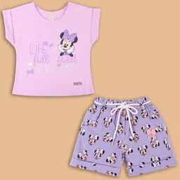 Wish Karo Girls Minnie Mouse Printed Cotton T-shirt With Shorts-image-93