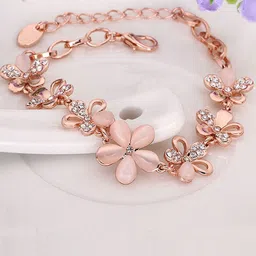 Vembley Women Rose Gold & White Cubic Zirconia Rose Gold-Plated Wraparound Bracelet-image-51