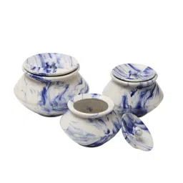 unravel india Shades of Earth (Set of 3) Ceramic Serving Handi image 3
