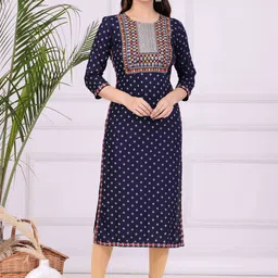 FASHION DEPTH Floral Printed Mirror Work Straight Kurta-picture-45