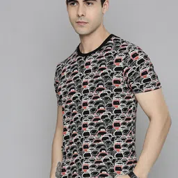 Flying Machine Men Black & White Printed Pure Cotton T-shirt image 3