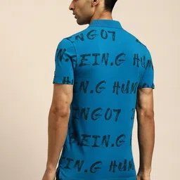 Being Human Men Blue Typography Printed Polo Collar T-shirt image 5