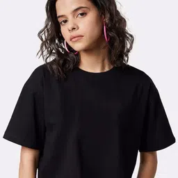 COLOR CAPITAL Drop-Shoulder Sleeves V-Neck Boxy Crop Cotton T-shirt-picture-32