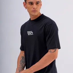 The Indian Garage Co Men Printed Polo Collar Raw Edge Boxy T-shirt-picture-25