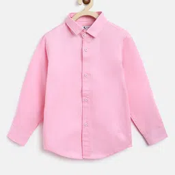 TALES & STORIES Boys Pink Solid Casual Spread Collar Shirt-picture-48