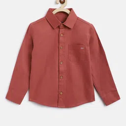 TALES & STORIES Boys Rust Red Solid Cotton Casual Shirt-picture-25