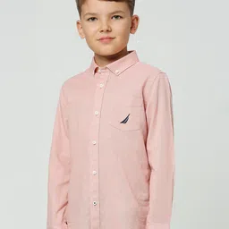 Nautica Boys Premium Spread Collar Cotton Casual Shirt-image-73