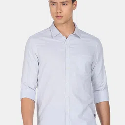 Flying Machine Cotton Linen Dobby Solid Casual Shirt image 4