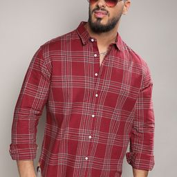 Instafab Plus Classic Tartan Checked Cotton Casual Shirt-picture-22