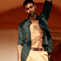 Andamen Slim Fit Melange Front Pocket Shirt-picture-40