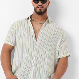 Instafab Plus Classic Vertical Striped Cotton Casual Shirt-picture-1