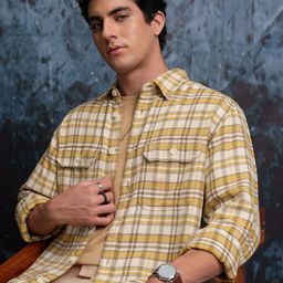LOCOMOTIVE Textured Checked Utility Pocket Overshirt-picture-13
