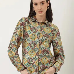 Marks & Spencer Ethnic Motif Printed Spread Collar Casual Shirt-picture-28