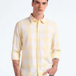 Flying Machine Slim Fit Checked Twill Pure Cotton Casual Shirt-image-20