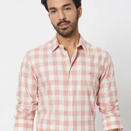 Mufti Checked Cotton Slim Fit Opaque Casual Shirt-image-37