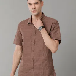 Voi Jeans Men Brown Slim Fit Opaque Checked Casual Shirt-image-50